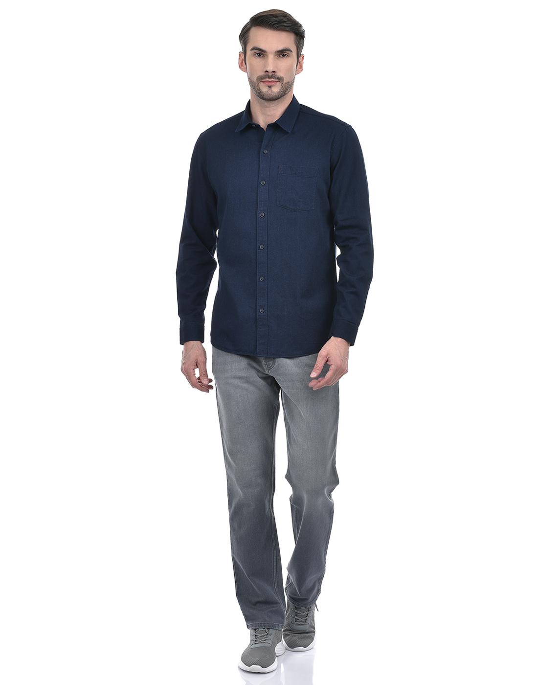 Numero Uno Men Solid Dark Blue Shirt